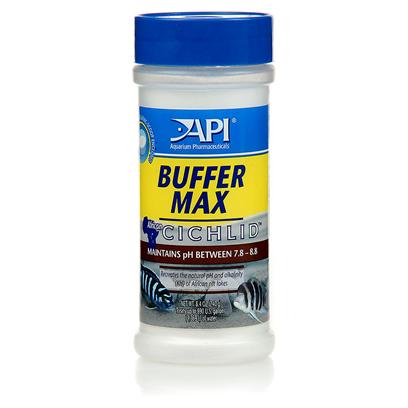 Aquarium Pharmaceuticals Presents Aquarium Pharmaceuticals (Ap) Cichlid Buffer Max 8.4oz (240g). Recreates the Natural Ph and Alkalinity (Kh) of Lake Victoria, Malawi and Tanganyika for African Cichlids Originating from African Rift Lakes. Recreates the Natural Ph and Alkalinity (Kh) of Lake Victoria, Malawi and Tanganyika for African Cichlids Originating from African Rift Lakes. Alkalinity is Increased by a Special Blend of Carbonates, Bicarbonates and Borates. Maintains Ph Between 7.8 and 8.8. 240 G/8.4 Oz Treats Up to 890 Gallons (3369 L) [29761]