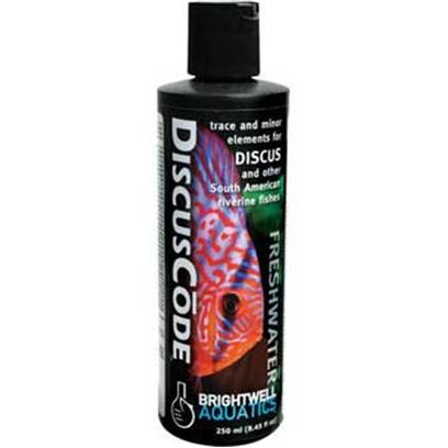 Brightwell Aquatics Presents Brightwell Aquatics (Bwell) Discuscode 8oz Trace Minerals 8.5oz 250ml. • Unique Complex that Provides Trace and Minor Elements in Ratios Found to be Beneficial to Discus and Other Fishes that Share the Same Waters of Origin. • Provides Minor and Trace Elements Utilized in Important Neurological and Metabolic Reactions, and which are Incorporated into Natural Biopigments for Coloration. • Replaces Minor and Trace Elements Used by Aquarium Inhabitants, and which are Lost through Chemical Filtration (Use of Filtration Media Such as Resins and Activated Carbon). • Composed of Purified Water and Ultra-High Purity Materials. • Formulated Utilizing Extensive Research on Chemistry of the Waters Naturally-Inhabited by Discus, as Well as Discus Trace and Minor Element Requirements. Liquid 250-Ml [29836]