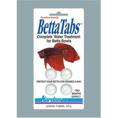 Kordon/Oasis Presents Kord Betta Tabs 4/Cd. Each Tablet Contains Everything Needed to Properly Condition Tapwater for your Fish. Removes Chloramines, Ammonia, Chlorine, Odors, and Copper. Buffers the Ph to 7.0 Adds Protective Colloids and Electrolytes. Non-Toxic to Humans and Pets [29984]