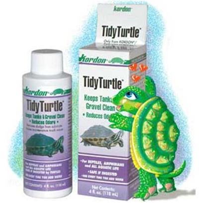 Kordon/Oasis Presents Kord Tidy Turtle 4oz. Tidy Turtle™ Keeps Turtle Bowls, Tanks and Aquariums Clean by Using Naturally Occuring Beneficial Bacteria to Remove Sludge from the Gravel Substrate. Odors Caused by Foul Water are Greatly Reduced. This Formula Contains Specifically Developed Sludge Removing Bacteria Used to Remove Organic Debris from Aquarium Gravel, Filters, Tubing, Etc. Tidy Turtle Contains only Naturally Occuring or Beneficial Bacteria and Augments Beneficial Microbes Already Present in the Turtle's Environment. As Well as Eliminating Unsightly Sludge from the Aquarium, these Bacteria will also Reduce Odors that are Produced as a Result of Organic Decay. [30003]