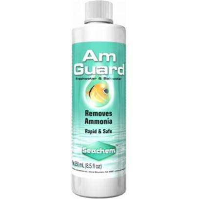 Seachem Laboratories Presents Seachem Amguard Liquid Ammonia Remover 100ml. Amguard™ Safely, Rapidly and Efficiently Removes Toxic Free Ammonia. It is Safe to Use During Tank Cycling and is Ideal for Treating Unexpected Emergency Situations. Amguard™ Reacts with Free Ammonia Within Minutes and does not Alter Ph . Ammonia can Exist in Two Forms Free and Ionized. It is only the Free Form that is Toxic. Traditional Ammonia Test Kits Convert all Ammonia to Free Ammonia by Raising Ph to 12–14; at this Ph no Ammonia Removing Product can Function, and Thus a False Positive Reading will Result. Use Ammonia Alert™ or Multitest™ Free & Total Ammonia to Directly Monitor Levels of Free Ammonia. Amguard™ also Removes Chlorine and Chloramines. [30064]