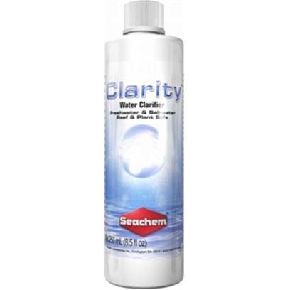 Seachem Laboratories Presents Seachem Clarity Water Clarifier 100ml. Clarity™ is the Ultimate Clarifier for Both Fresh and Saltwater. It Employs an Advanced Polymeric Flocculating Agent that is Both Reef and Plant Safe. Clarity™ is the only Clarifier on the Market that does it All! Clarity™ will Clear all Types of Clouding Including, but not Limited to, Chemical Clouding and Particulate Clouding (I.E. Stirred Up Gravel Bed). Freshwater and Marine. Plant and Reef Safe. [30092]
