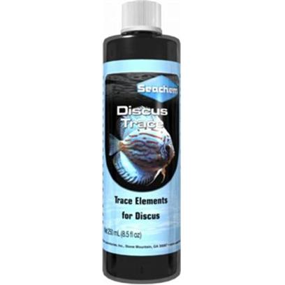 Seachem Laboratories Presents Seachem Discus Trace 250ml. Discus Buffer™ Helps to Replicate the Ideal Discus Environment (Low Ph & Low Gh (General Hardness)). Discus Buffer™ will Lower Ph and Keep it Lowered. Discus Buffer™ also Softens Water by Precipitating Calcium and Magnesium. Use Discus Trace™ to Restore the Proper Level of Trace Elements Required by Thriving, Healthy Discus. [30100]