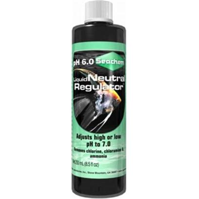 Seachem Laboratories Presents Seachem Liquid Neutral Regulator 250ml. Liquid Neutral Regulator™ Adjusts Ph to Neutral (Ph 7.0) from Either a Low or High Ph and Maintains it There. It Softens Water by Precipitating Calcium and Magnesium while Removing any Chlorine, Chloramine, or Ammonia. The Use of Neutral Regulator™ Makes Other Conditioning Unnecessary. To Lower Ph Below 7.0 Use Liquid Neutral Regulator™ with Liquid Acid Regulator™ (or Liquid Discus Buffer™). To Raise Ph above 7.0 Use with Liquid Alkaline Regulator™. All of these Products will Enhance and Stabilize the Freshwater Aquarium Environment. [30117]