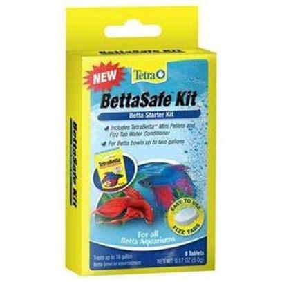 Tetra Usa Presents Tetra Bettasafe Kit 8tab. All in One Food and Water Care Solution for Bettas Tetra Fizz Tabs are Fast-Dissolving, Premeasured Tablets that Make Caring for an Aquarium Faster, Easier and More Convenient Fizz Tab Water Conditioner Removes Chlorine and Promote Protective Slime Coating Includes a Sample Sachet of Tetrabetta Mini Pellets Treats 2 Gallons [30176]