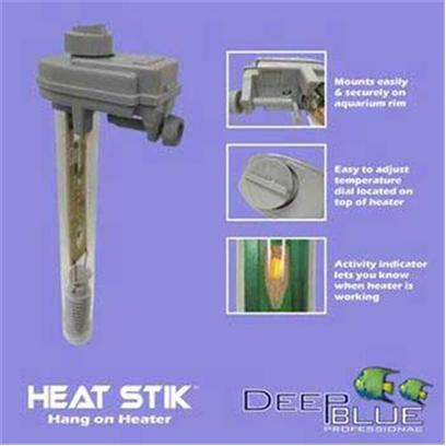 Deep Blue Professional Presents Deep Blue Heat Stik Eco Heater 100watt. Features Easy to Adjust Temperature Dial Located on Top of Heater. East to Install, Mounts Securely on Aquarium Rim. Equipped with Activity Indicator that lets you Know when Heater is Working. Freshwater and Marine Aquaria Safe. [30351]