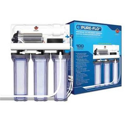 Coralife Presents Coralife (Cl) 100gpd Ro Unit with Water Pump Pure Flo Ii. Great for Freshwater, Saltwater, and Reef Aquariums Pure-Flo R.O. Tfc Systems Generate Purified Water from Chlorinated and Well-Water Sources. It Removes Hardness, Heavy Metals, Toxins and Many Other Tap Water Impurities. Includes Clear Filter Canisters, Cartridges, Tfc Membrane and Faucet Attachments. Size- 100 G.P.D / Dimensions- L14 X W17.75 X H8.25 [30440]