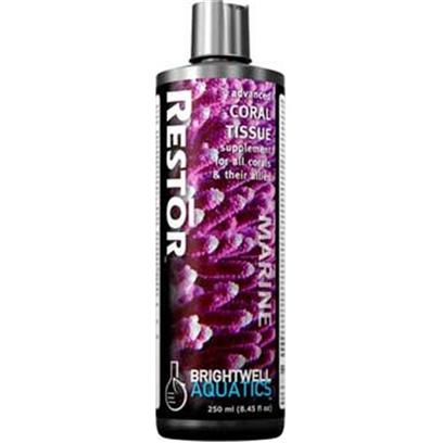 Brightwell Aquatics Presents Brightwell Aquatics (Bwell) Restor Liquid Coral Tissue Supplement 8oz 250ml. • Encourages Health, Growth, Reproduction, and Vibrant Coloration. • Provides Important Nutrients to Corals and their Allies During Periods of Stress Induced by Changes in Lighting and/or Prolonged Exposure to Excessive Water Temperature (Often Resulting in 'Bleaching'). • Aids in Tissue Repair After Corals have Undergone Fragmenting and Captive Propagation. • does not Require Refrigeration. • Formulated by a Marine Scientist. [30818]