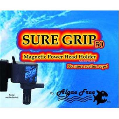 Algae Free Presents Alg Sure Grip 50 Magnet Holder 100 Maxijet. For Use on Glass or Acrylic of Thickness of 1/2" or Less a Set of Powerful Magnets with an Assortment of Brackets to Fit the Following Powerhead Makes/Models Maxijet 400 - 600 - 900 - 1200 Seio Superflow M620 - M820 - M1100 - M1500 Tunze Stream [30882]