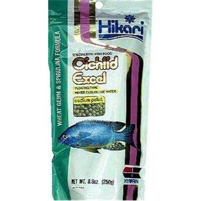 Hikari Usa Presents Hikari Cichlid Excel 2oz-Medium Pellet. Hikari Cichlid Excel™ is Specially Formulated for Herbivorous (Plant Eating) Fish. This Formula Combines Wheat-Germ, Spirulina and Vitamins and Minerals to Provide a Diet that is Extremely Nutritious, Easy to Digest, Provides Powerful Color Enhancement and Promotes Outstanding Growth Characteristics. This Superior Diet can be Fed to African Cichlids and Many Types of Plant Eating Tropical Fish with Excellent Results! [32040]