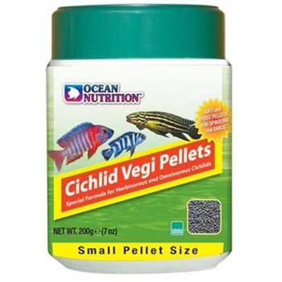 Ocean Nutrition Presents Onutr Cichlid Vegi Pellet Small-200 Gram Bottle. This Unique Formula Duplicates the Natural Diet of the Herbivorous Cichlids, Promoting a Balanced Growth without Fattening the Fish. The Formula Includes Several Natural Pigments to Intensify the Blue, Red and Yellow Colors. It also Contains Spirulina, Garlic, Vitamin C and Other Immune Boosters. It Comes in Small and Medium Pellet Sizes. Packed in Oxygen-Free Pouches to Guarantee Maximum Freshness. [32200]