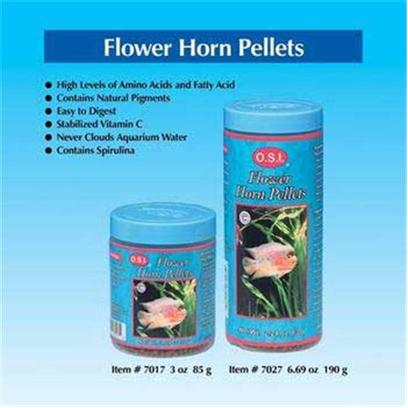 Ocean Star International Presents Ocean Star International (Osi) Flower Horn Pellets 6.69oz. Flower Horn Pellets are Made Specifically with Nutritious Food for Flower Horn. High Pigment Levels are Included to Keep your Flower Horn Naturally Bright and Colorful. High Protein Content Helps Promote Rapid Growth. [32229]