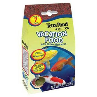 Tetra Usa Presents Tetra Pond Vaca Food Vacation Slow Release Feeder Block 3.45oz. Slow Release Feeder Block for Pond Fish. Keep Peace of Mind when Traveling with our New Tetrapond Vacation Food. The Gel-Based Block will Feed all Pond Fish for Up to Seven Days without Clouding Water. 3.45 Oz [32953]