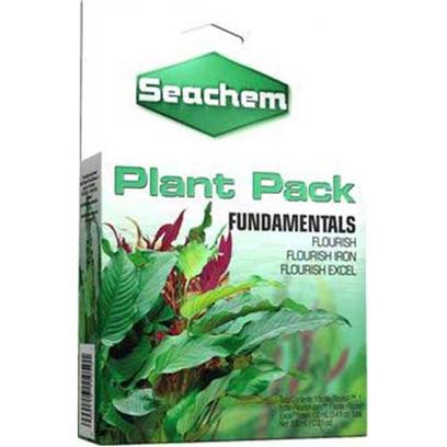 Seachem Laboratories Presents Seachem Plant Fundamentals Pack 100ml 3pk. Plant Pack Fundamentals is an Excellent Pack for Beginning Aquatic Gardeners. It Contains Flourish™, Flourish Iron™, Flourish Excel™. Flourish is a Growth Stimulator for Aquarium Plant Stems and Leaves. It Contains a Broad Spectrum of Essential Trace Elements, Vitamins, and Amino Acids. Flourish is Rich in Gluconate Iron, Manganese, Calcium, Magnesium, Potassium, Inositol, Choline B12, Biotin, and Other Factors that have been Determined to be Beneficial to Aquatic Plants. Flourish Iron is a Companion Product to Flourish and Flourish Tabs. It is a Complexed Ferrous (Fe+2) Iron Product which Contains 10,000 Mg/L of Iron and is Ideal for Iron Maintenance in the Natural Planted Aquarium. Plants can Utilize Both Ferric (Fe+3) and Ferrous (Fe+2) Iron, Although they Prefer Ferrous Iron when Available. Flourish Excel is a Simple Source of Readily Available Organic Carbon. All Plants Require a Source of Carbon. This is Typically Obtained from Co2, but, may also be Obtained Via Relatively Simple Organic Compounds (Such as Photosynthetic Intermediates). Since Both Processes Occur Simultaneously One can Derive a Substantial Benefit with the Use of Flourish Excel Either Alone or in Conjunction with Co2 Injection. Sizes 100 Ml Bottles [33242]