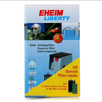Eheim Presents Eheim Filter Liberty #2042 Power 200gph Tanks to 50gal. The Hang-on Series of Liberty Filters are Compact, Complete, and Powerful. Liberty Combines Ease of Handling with Effective Filtration Via Mechanical, Biological, & Adsorbtive Means. 3-D Cartridge Technology Doubles Effective Surface Area. Phenol Free Foam Blocks Guarantee Reliable Removal of Solved Pollutants. Tanks to 50gal 175gph Includes 3-D Carbon Cartridge & Foam Bio Block 1.6lbs [33622]