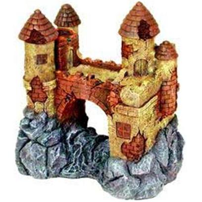 Blue Ribbon Presents Blue Ribbon (Br) Jumbo Castle with Bridge Resin Ornament-Jumbo. Ideal for Aquariums & Terrariums. Large Swim through Holes. [33935]