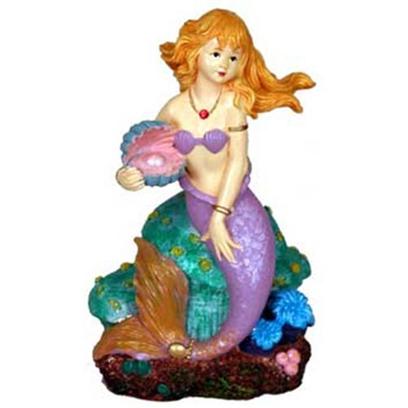 Blue Ribbon Presents Blue Ribbon (Br) Mermaid with Clamshell Resin Ornament-Mermaid. Colorful, Whimsical, Playfull Mermaid Ornament Holding a Clam - 5 Inches Tall. Great for Bowls and Small Aquarium Tanks. [33968]