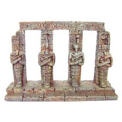 Aquatic Creations Presents Zan Ornament-4 Sarcophagi Resin Columns. 4 Sarcophagi is a Must have Ornament to Go with any of Zanusa's Ancient Ruins or Sunken Ships. Nothing Inspires Intrigue and Mystique Like the Sarcophagi of Ancient Times. 6.9" X 1.8" X 5.5" [34149]