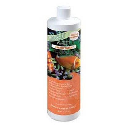 Ecological Labs (Microbe-Lift) Presents Mic Herbtana Saltwater 4oz. 100% Natural Expellant for Parasitic Diseases Provides a Chemical-Free Treatment Effective Against these Parasitic Diseases White Spot (Ich) Costia Flukes (Gill & Skin) Trichodina Chilodonella Oodinium Supports the Fish's Immune System, Driving off the Excess Parasites. Since they Cannot Return to the Fish During Treatment, the Majority of the Parasites will Starve without a Host. This Product is Intended for Use with all Ornamental and Aquarium Fish only, and may not be Used for Fish Intended for Human Consumption. [34482]