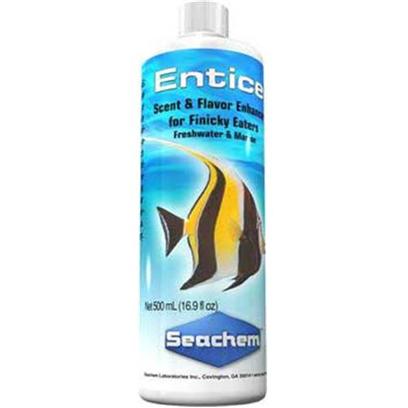 Seachem Laboratories Presents Seachem Entice 250 Milliliter. Entice™ is an all Natural Scent and Flavor Enhancer for Finicky Eaters. Simply Soak any Food Item in Entice™ to Attract the Interest of Finicky Eaters. Ideal for all Marine and Freshwater Fish. [34511]