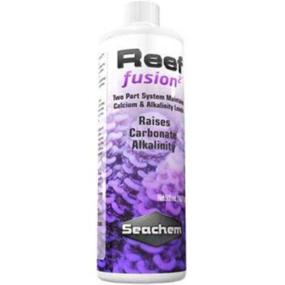 Seachem Laboratories Presents Seachem Reef Fusion 2 2-1 Liter/34 Fl Oz. Reef Fusion 2™ Contains a Mixture of Carbonates and Bicarbonates at an Alkalinity of 4400 Meq/L. It is Designed to Restore and Maintain Alkalinity in the Reef Aquarium and Provide Calcareous Species with the Essential Carbonate Needed for Growth. Reef Fusion 1 and Reef Fusion 2 are the Foundation of a System Formulated to Provide the Essentials for the Reef Aquarium. Reef Fusion 1 Provides Calcium, while Reef Fusion 2 Provides Alkalinity. When Used Together, the Reef Fusion System will Maintain Calcium and Alkalinity Levels. [34559]
