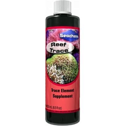 Seachem Laboratories Presents Seachem Reef Trace 250ml. Trace Element Supplement for Reef Aquariums Contains Important Trace Elements Vital for Healthy Coral Growth Simplifies Reef Aquarium Care by Replenishing Depleted Trace Elements Maintain Proper Level of Essential Trace Elements in your Reef Aquarium. Many Important Trace Elements are Used or Rapidly Depleted by Various Chemical Processes in a Reef Aquarium; Elements Important for the Long-Term Growth and Health of Corals and Invertebrates. Reef Trace Replenishes these Elements Quickly and Completely. Reef Trace is Nitrate and Phosphate Free. For Best Results, Use in Conjunction with Reef Plus. [34588]