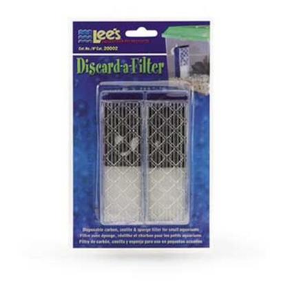 Lee's Presents Lees Discard a Filter Discard-a-Filter 2/Blister Card. The Filter Consists of Carbon, Zeolite and Foam. The Carbon and Zeolite Help to Keep the Water Crystal Clear, while the Foam Filters out Free Floating Particulate. The Filter Attaches Securely to the Back (or Side) of the Tank with Suction Cups. Perfect for Mini Aquariums, Kritter Keepers or Even Large Fish Bowls. Perfect for Mini Aquariums, Kritter Keepers and Even Large Fish Bowls. This Economical New Concept in Mini Filtration Offers the Consumer the Ability to Discard the Entrie Filter Each Month and Replace it with a New Filter. The Filter Consists of Carbon, Zeolite and Foam. Carbon and Zeolite Help to Keep the Water Crystal Clear. The Foam Filters out Free Floating Particulate. Filter Attaches Securely to the Back (or Side) of the Tank with Suction Cups. [34658]
