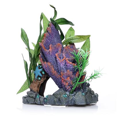 Blue Ribbon Presents Resin Ornament-Purple Ridge Coral Cave with Plants Purple. "A Natural Hand-Crafted Coral Replica, Artistically Arranged with Artifcial Plants"Coral Florals™ Series are Safe for all Freshwater and Marine Aquarium 5.5 X 4 X 5.5 1 [34716]