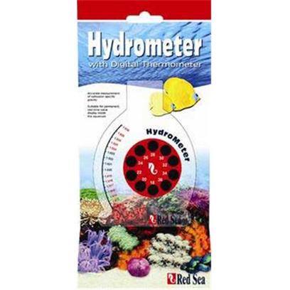 Red Sea Fish Pharm Presents Red Sea Hydrometer with Therm Digital Thermometer. The Unique, Patented Design of Red Sea's Hydrometer Enables it to be Installed Inside the Aquarium or Sump. Giving a Continuous "Real Time" Reading of Specific Gravity. In Addition it can be Used as a Typical Hydrometer for Periodic Measurements. Includes a Digital Thermometer to Insure Tested Water is at Correct Temperature. [34790]