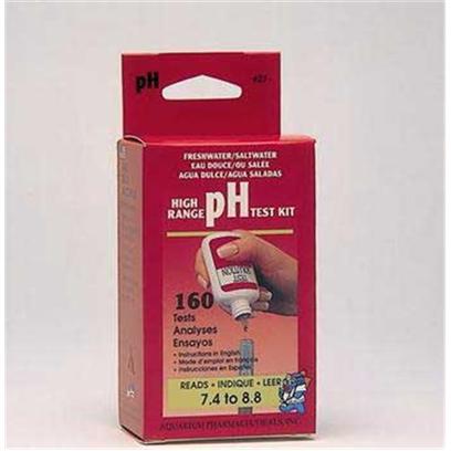 Aquarium Pharmaceuticals Presents Aquarium Pharmaceuticals (Ap) Test Kit Ph Mini (Hi Range) Freshwater/Saltwater High Range. Use to Measure Ph Changes in Marine Aquariums, Aquariums with African Chchlids, and Very Alkaline Tap Water. Reads the Ph of Water Within the High Range of 7.4 to 8.8. 250 Tests Per Kit. Test Kit of 160 Tests Test Kit of 160 Tests [35110]