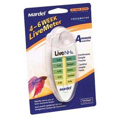 Virbac Presents Mardel Livenh3 (Ammonia) Meter in Tank. The Livenh3 Meter Helps you Maintain Healthy Water by Constantly Monitoring Ammonia and Providing Immediate Response to Harful Ammonia Changes. Meter will Operate Accurately for 4-6 Weeks. Single Pack [35149]