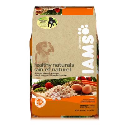 P&G Presents Iams Healthy Naturals Puppy-Chicken 6.1 Lbs. Iams Healthy Naturals Puppy Offers More Protein* for a Growing Puppy and Takes the Best of Nature to Provide Unsurpassed Nutrition with 9 Key Ingredients High-Quality Protein from Chicken and Egg to Help Build and Maintain Strong Muscles, Carrots for Healthy Vision, Vitamin E and Antioxidants, Including Those from Tomatoes and Peas to Promote a Strong Immune System, Spinach and Essential Vitamins and Minerals for a Strong and Healthy Heart, Natural Fiber from Apples and Beets for a Healthy Digestive System, Fish Oil and Flaxseed, Rich in Omega-3 Fatty Acids, for a Healthy Skin and Shiny Coat, Wholesome Grains to Provide Energy and Vitality, and Natural Calcium for Strong Teeth and Bones. It Contains Choice Natural Ingredients to Nourish Each of your Puppy's Key Systems. And as Nature Intended, it has no Added Artificial Colors, Flavors, Preservatives, or Fillers.*Vs Iams Healthy Naturals with Wholesome Chicken [37987]