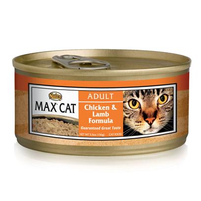 Nutro Presents Nutro Max Cat Chicken/Lamb Food 5.5oz can/Case of 24. Made to Delight Even the Pickiest Cat,Nutro Max Cat Food is a Delicious Way to Provide your Pet with the Nutrients she Needs. Made from only Natural Ingredients, this Meal is Fortified with Vitamins and Minerals to Keep your Cat Happy and Healthy. Packed with Taurine, Nutro Max Keeps her Energy High and her Vitality Strong. With the Right Combination of Nutrients and a Rich Flavorful Blend of High Quality Ingredients, Nutro Max is a Great Way to Feed your Cat to Good Health. Primary Protein Source Chicken Primary Carb Source Chicken Analysis Crude Protein (Minimum)9.00% Crude Fat (Minimum)6.00% Crude Fiber (Maximum)1.00% Moisture (Maximum)77.00% [35680]