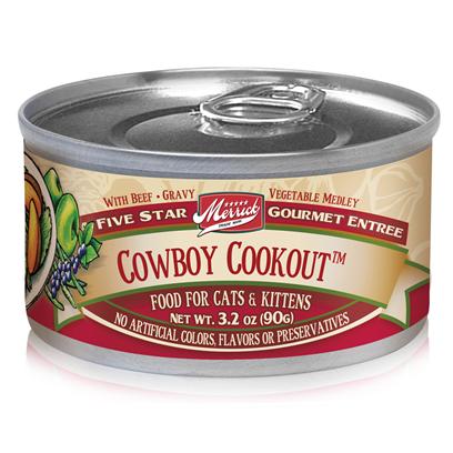 Merrick Pet Care Presents Merrick Cowboy Cookout Canned Food 3.2oz can/Case of 24. To Provide your Pet with Fine Western Flavor, Merrick Gives us Cowboy Cookout. The Savory Flavor of Beef Mixed with Fresh Vegetables and Gravy Sauce is Sure to Boost her Appetite and her Health, Too. Made from only Quality Ingredients, you’Re can be Assured that your Pet is Getting the Nutrients she Needs and that she Enjoys her Food without Worrying About Allergies. Specially Made to Make your Pet Feel the Great Outdoors while Helping her Stay Fit, Merrick’S Cowboy Cookout Canned Food is a Two-Thumbs-Up Meal. Primary Protein Source Beef Primary Carb Source Beef Analysis Crude Protein Min9.00% Crude Fiber Max1.00% Crude Fat Min4.00% Moisture Max81.00% [35693]