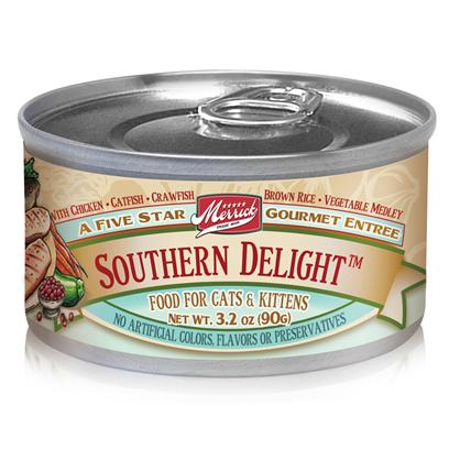 Merrick Pet Care Presents Merrick Southern Delight Canned Cat Food 3.2oz can/Case of 2. Merrick Southern Delight Canned Cat Food Offers a Classic Blend of Meats and Vegetables in Every Can. [35705]