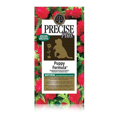 Precise Presents Precise Plus Puppy Dry Dog Food 16.5lb Bag. Precise Plus Puppy is a Meal Made to Aid your Puppy's Mental and Physical Development During Those Crucial Months. Using all-Natural Ingredients, this Meal Undergoes a Holistic Preparatory Process to Ensure that your Pet Gets all the Necessary Nutrients his Body Needs. To Further Enhance the Meal, Precise Adds Other Unique Ingredients Like Botanicals and Probiotics to Promote Good Digestion. With a Rich Chicken Flavor, Precise Plus Puppy is an Excellent Way to Perk Up your Puppy's Immune System and Get Him Started on a Healthy Life-Style. Primary Protein Source Chicken Primary Carb Source Chicken Analysis Crude Protein 32.00% (Min); Crude Fat 18.00% (Min); Crude Fiber 3.50% (Max); Moisture 10.00% (Max); Calcium (Ca) 1.20% (Min); Phosphorus (P) 1.00% (Min); Omega-6 Fatty Acids 3.25% (Min)*; Omega-3 Fatty Acids 0.55% (Min)* [36056]