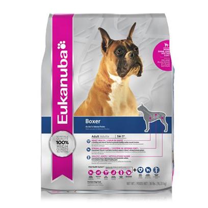 P&G Presents Eukanuba Boxer Dry Dog Food 36 Lbs. Eukanuba’S Dog Food is Designed Specifically with your Dog in Mind. Made to Keep your Dog Happy and Healthy, Eukanuba Packs their Meals with only the Finest all-Natural Ingredients. The Formulas Vary to Take into Account the Different Dietary Needs of Different Dog Breeds, Like Boxers, Dachshunds, German Shepherds, Labrador Retrievers, Rottweilers, Spaniels and Yorkshire Terriers. Rich in Flavor and Nutrients, the Fine Blending of Meat and Vegetables Makes this Meal Mouthwatering. For the Discerning Pet Owner who Wants to Give her Pet a Great Meal that’S Both Healthy and Delicious, Eukanuba’S Line-Up of Dog Food is Sure to Boost your Meet your Needs. Dentadefense® 3d Dentadefense® is Proven to Reduce Tartar Build-Up in 28 Days Optimal Digestion Fiber from a Blend of Natural Beet Pulp and Prebiotic Fos Promotes Nutrient Absorption and Digestive Health Strong Lean Muscles High Quality Animal-Based Proteins Help Build Strong, Lean Muscles to Target Optimal Body Condition Strong Bones Contains Calcium to Promote Strong Bones. Chondroprotectives Contains Guaranteed Levels of Glucosamine and Chondroitin Sulfate Optimal Weight Excellent Nutrition Balance, Fats, Carbohydrate, Vitamins & Minerals, Protein Skin & Coat Contains Omegacoat. Guaranteed Optimal Levels of Omega 6 and 3 Fatty Acids Promote Healthy Skin and Radiant Coat [36108]