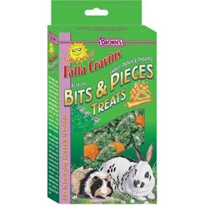 Fm Browns Presents Fm Browns (Brn) Falfa Bits & Pieces Cravins Alfalfa 8oz. Bits & Pieces Treats are Filled with a World of Flavors. We've Blended Together Delectable Crosscut Carrots, Real Papaya and Pineapple, and 100% Pure Alfalfa Bits. 8 Oz. [36348]