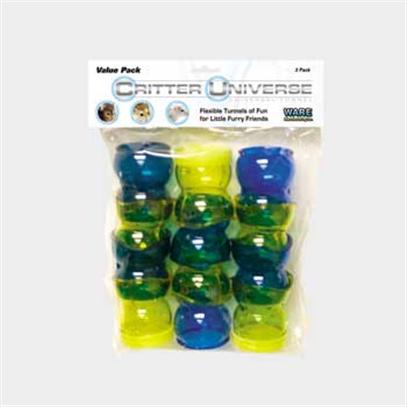 Ware Manufacturing Presents Critter Universe Value Pack. Flexible Tunnels of Fun for Little Furry Friends. Universally Connects with Other Modular Systems and Accessories. 2"W X 2"D X 8"H 0.20lbs [36377]
