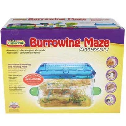 Super Pet Presents Crittertrail Burrowing Maze Accessory. Crittertrail Burrowing Maze is an Interactive Burrowing and Nesting Accessory for Hamsters, Gerbils, Dwarf Hamsters or Pet Mice Crittertrail Burrowing Maze Attaches Directly Onto the Top of all Crittertrail Discovery Clear View Habitats Crittertrail Burrowing Maze also Connects to all Other Crittertrail Habitats Using Crittertrail Fun-Nel™ Tubes Sold Separately Crittertrail Burrowing Maze Encourages Burrowing and Nesting Activity in Small Pets Crittertrail Burrowing Maze Accessory Measures 14.25"L X 5.5"W X 10"H [36385]