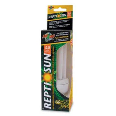 Zoo Med Laboratories Presents 5.0 Compact Flourescent Bulb. The New Reptisun Compact Fluorescent Lamps Use a Special Uvb Transmitting Quartz Glass for Maximum Uvb Penetration. Cool Burning Compact Fluorescent Bulbs Screw into Standard Threaded Sockets, Eliminating the Need for a Separate Ballast. Lamp can be Oriented Either Vertically or Horizontally in your Reptile Hood or Clamp Lamp Fixture. Uvb Emissions Help Prevent or Reverse Metabolic Bone Disease and Uva Increases Feeding, Mating, and Other Natural Behaviors. Reptisun 5.0 is Perfect for all Tropical Species of Reptiles and Amphibians. 5% Cub Output, 30% Uva Output, Full Spectrum. [36442]