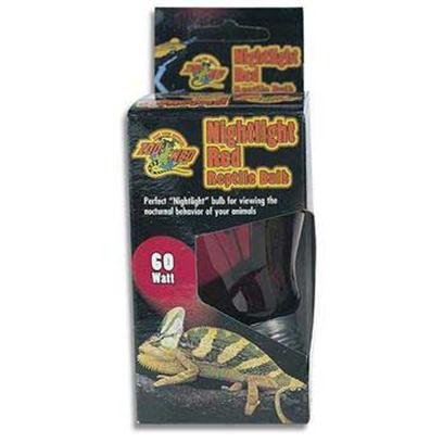 Zoo Med Laboratories Presents Zoo Nitelite Red Inc Bulb 25watt Nightlight Reptile. Like our Nocturnal Infrared Heat Lamp, the Nightlight Red Reptile Bulb is also Made of True Red Glass (not Painted or Coated) for Better Heat Transfer. Economical 24 Hour Heat Source for all Types of Reptiles, Amphibians, Birds, or Small Animals. Provides Very Little Visible Light so as not to Disturb your Animal's Sleeping Patterns. A Perfect "Night Light" Bulb for Viewing the Nocturnal Behavior of your Animals. European Quality for Long Burn Life. [36702]