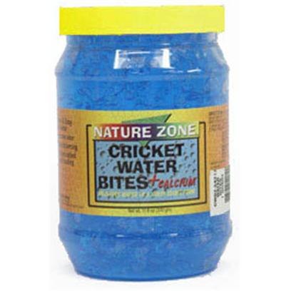 Nature Zone Presents Cricket Water Bites Plus Calcium (Original) 32oz. Cricket Water Bites + is "Solid" Water for Use in Offering Water to "Feed" Insects Such as Crickets, Mealworms, Super Mealworms, Etc. Cricket Water Bites + Reduces Losses (Dead Crickets, Etc) Due to Drowning, Dehydration or Excessive Humidity and Poor Cage Hygiene Caused by Spilled Water. Cricket Water Bites + Eliminates the Ammonia Smell Usually Associated with Crickets. Cricket Water Bites + "Gutloads" the Crickets with Calcium Cricket Water Bites + may be Offered in a Shallow Tray or Dish or Simply by Sprinkling in the Growing Medium of the Insect Culture. Cricket Water Bites + is Composed of 99 %Water, .01% Calcium Lactate, and an .09% Anionic Polyacrylamide (Pam). Each of these Components is Safe and are Listed as Gras (Generally Regarded as Safe) Ingredients by the Fda ( Food and Drug Administration). 36 Oz, 4" X 7" [36738]