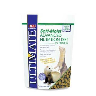 8 in 1 Presents Ferret Soft Moist Diet 1.5lb Bag. 8in1 is the One-Stop Shopping Supplier for Ferret Products. From a Complete Line of Diets Formulated to Meet Ferrets' Distinct Dietary Needs, to a Wide Array of Treats, Health Care Products and Grooming Products, 8in1 is Sure to Meet the Ferret Owners' Every Need. Ultimate Soft-Moist Advanced Nutrition Diet Offers the Unsurpassed Taste of Chewy Soft-Moist Morsels in a High Protein, Low Fiber Real Chicken and Rice Formula. Provides Essential Dietary Variety to Keep Ferrets Stimulated and Interested in their Daily Meal. Great for Finicky Eaters. Ideal for Senior Ferrets with Dental Problems, a Common Problem Found in Older Ferrets. May be Added to Crunchy Diets for Added Taste. [36748]