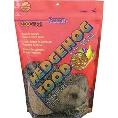 Fm Browns Presents Zoo Vital Hedge Hog Food 2lb 6pc. Hedgehogs are Omnivorous, Meaning they will Eat Foods from Both Animal and Plant Origins. Zoovital Fortifed, Low-Iron Diet Provides the Unique, Varied Nutritional Needs that Hedgehogs Require. There are Three Ways the Diet is Unique. First, the Dry Food is a Triple Protein Based Formula that Provides a Crunchy, Balanced Meal that Helps Prevent Tarter from Forming on Teeth. Secondly, We've Added Enticing Texture. The Third is Based on Fruit, Veggies, and Legumes that Make Feeding Time Interesting, Fun, and Healthy. In Addition, Beneficial Bacteria has been Added to Ensure Proper Digestion. 2 Lb [36787]