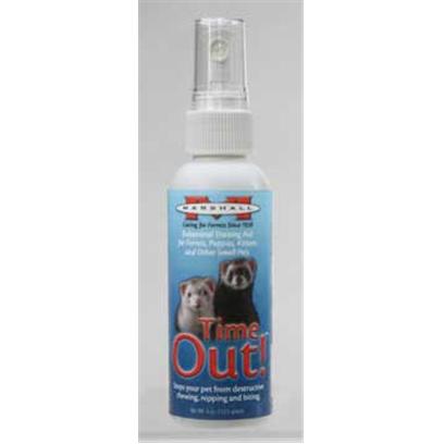 Marshall Presents Time out Training Spray 16oz. Extremely Bitter Training Aid for Ferrets, Puppies, Kittens, and Other Small Pets. Stops Pets from Chewing, Nipping and Biting. Use on Wood, Fabrics, Furniture, Skin, Shoes, Plants, Etc. 4 Oz. [36806]