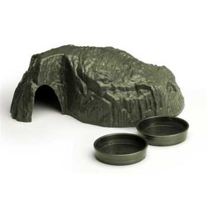 Lee's Presents Desert Den. A Hiding Shelter & Two Food/Water Bowls. The Desert Den Provides Privacy and a Dark Sleeping Place for your Pet. Agile Critters will Climb on Top for Better Access to Heat. Food/Water Bowls are Designed for Pet Safety and for your Convenience. The Ideal Accessories for Geekos, Other Small Lizards, Small Snakes and Lots More. [36843]