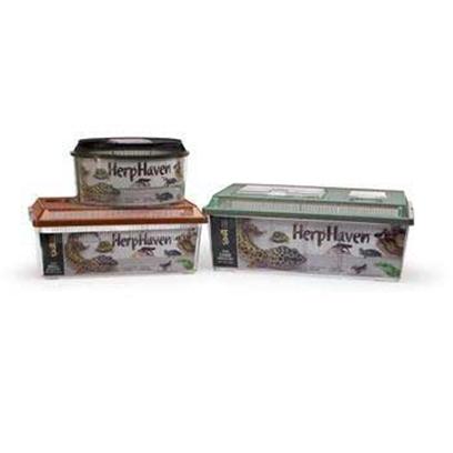 Lee's Presents Herp Haven-Low Round Low. Rectangular Herp Havens have Self-Locking Lids with Hinged Viewer/Feeder Windows, and Airline Access Hole and an Attachment Hole (Except Mini, and Small Sizes). The Mini, Small and Medium Sizes have Carrying Handles for Easy Transport. Herp Haven Breeder Box has a Removable Divider Plus, and Extra-Large Access Door in the Lid Containing an Electrical Cord Inlet Opening. Herp Haven Breeder Boxes are Available in Three Sizes Round, Smallrectangle and Large Rectangle. Can Use as a Carrier, Terrarium or Nursery. They are the Ideal Carrier for Various Species of Reptiles and Amphibians. Size 10-3/8" Dia. X 5-1/2" High [36850]