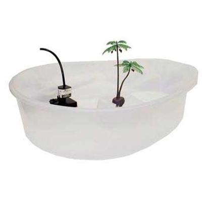 Tom (Tominaga/Oscar) Presents Jumbo Swamp Kidney Bowl 28.5' X 18' 6'h. Unique Home for Hermit Crabs, Newts, Turtles, Salamanders, Crayfish and Turtles. Kidney Shaped Tank with Basking Area Plus Decorations. Easy to Clean. [36900]