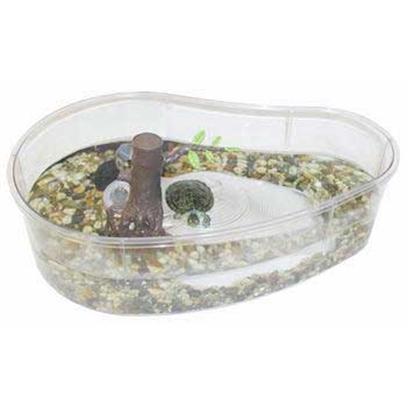 Tom (Tominaga/Oscar) Presents Reptile & Amphibian Mangrove Swamp 16.5'l X 10.5'w 4.5'h. Unique Home for Hermit Crabs, Newts, Turtles, Salamanders, Crayfish and Turtles. Kidney Shaped Tank with Basking Area Plus Decorations. Easy to Clean. [36902]